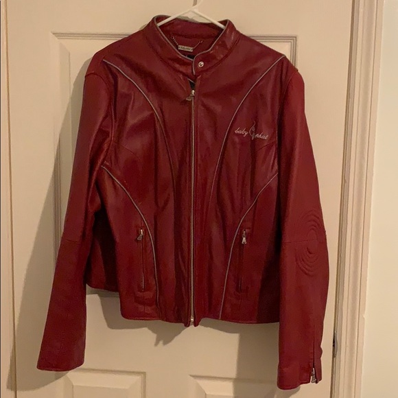 baby red leather jacket